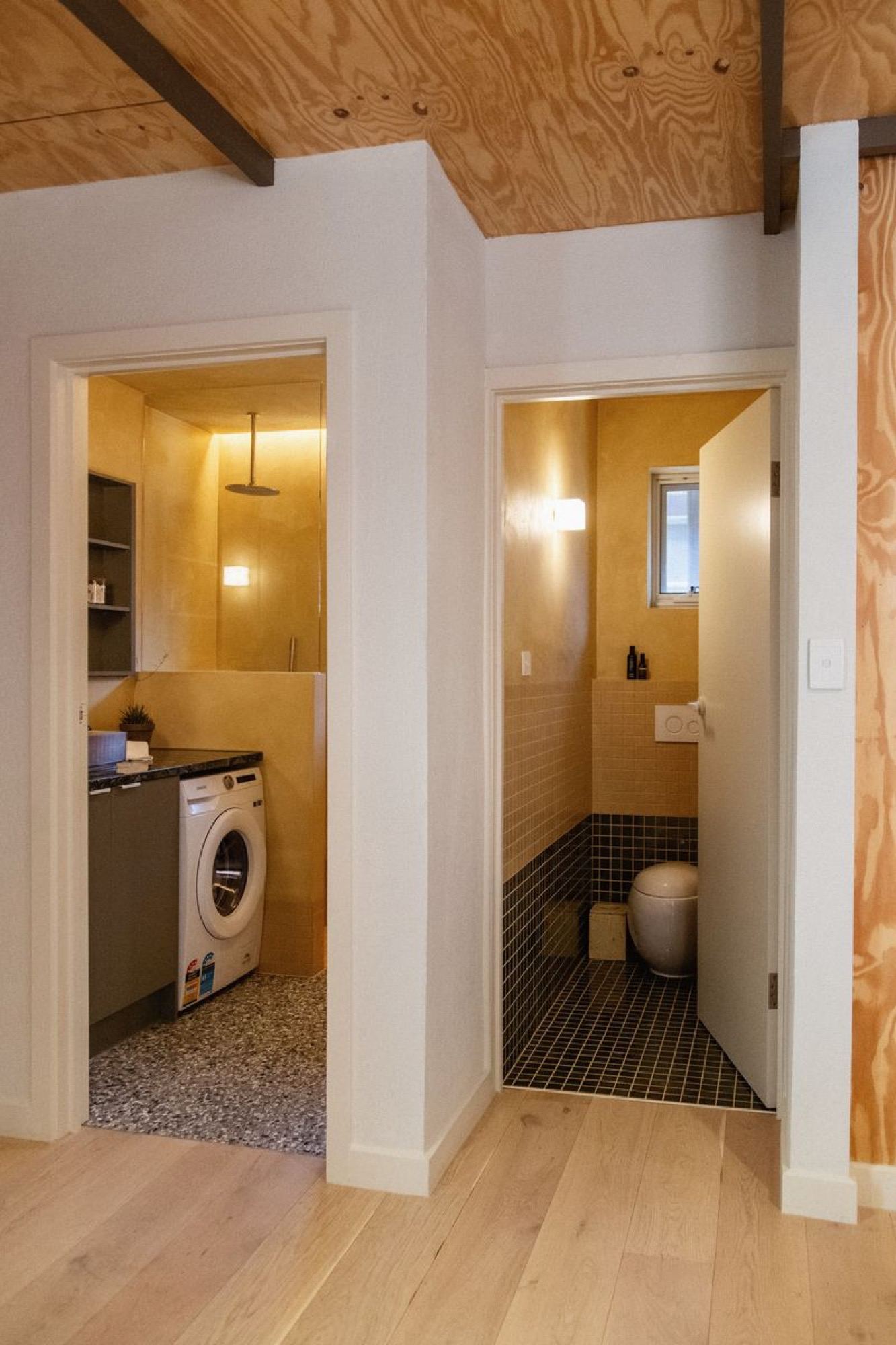 Laundry and bathroom